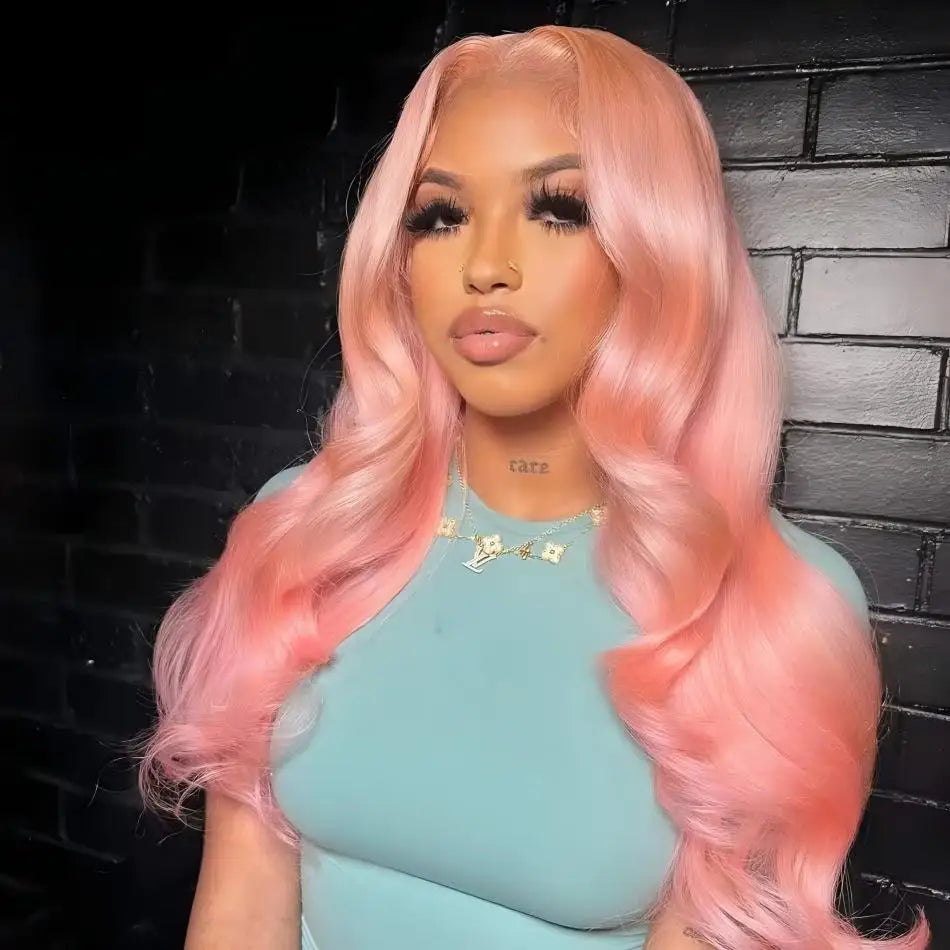 Pink Body Wave Human Hair Wig 13x6 HD Lace Frontal 40 Inch – 230% Density