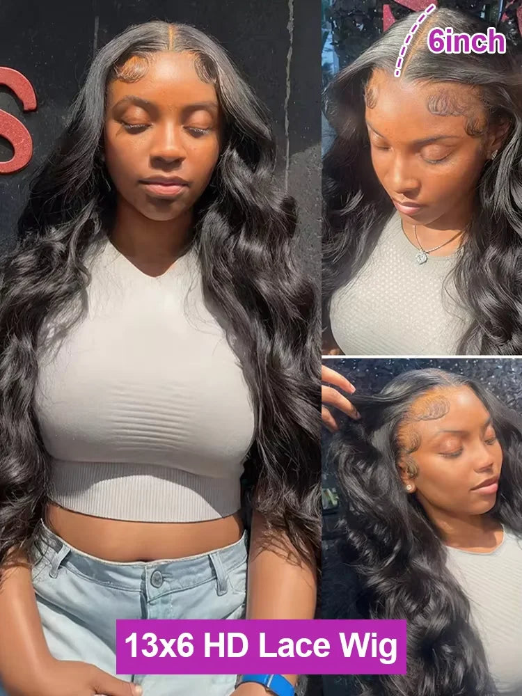 250% Density HD Lace Body Wave 13x6 Lace Front Human Hair Wig (30–40 Inch)