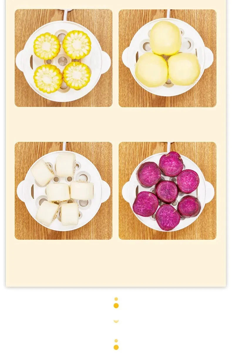 Multifunctional Electric Egg Cooker & Double-Layer Steamer | Mini Breakfast Maker