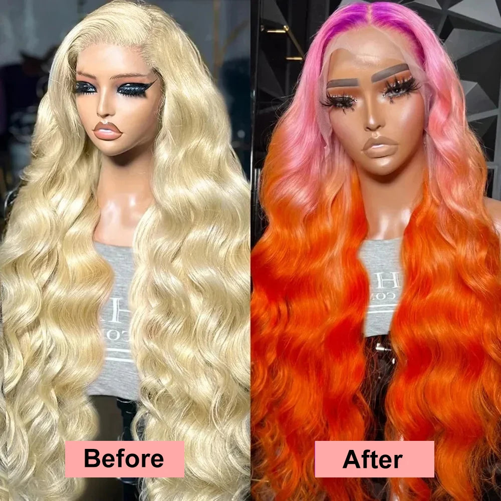 40” Rose Red Body Wave HD Lace Front Wig – 13x6 Transparent Brazilian Human Hair