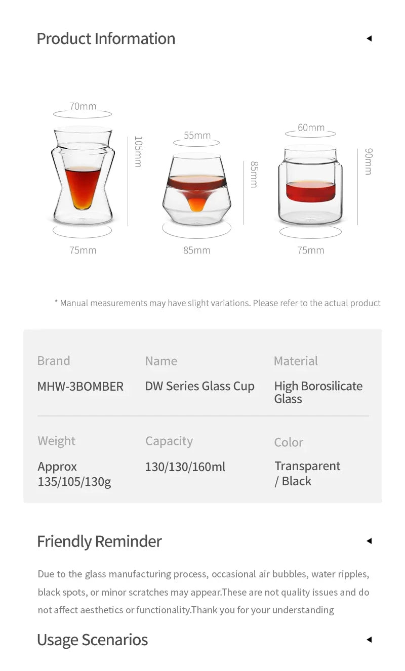 Glass Cup Double Wall Glass Coffee Mugs Borosilicate Glass Espresso Cups Professional Barista Accessories
