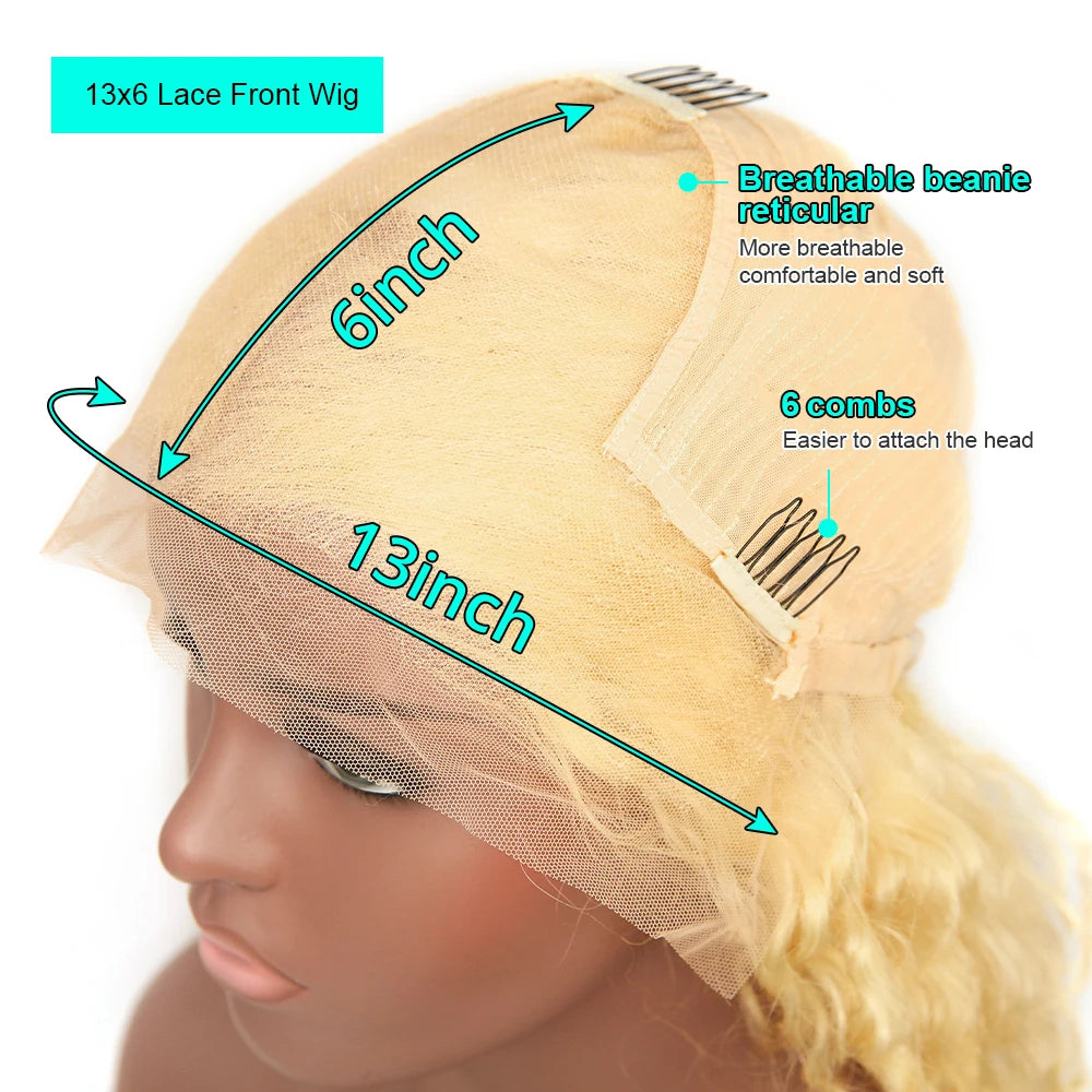 38-Inch Light Yellow Body Wave Human Hair Wig – 13x6 HD Transparent Lace Front, Pre-Plucked Hairline