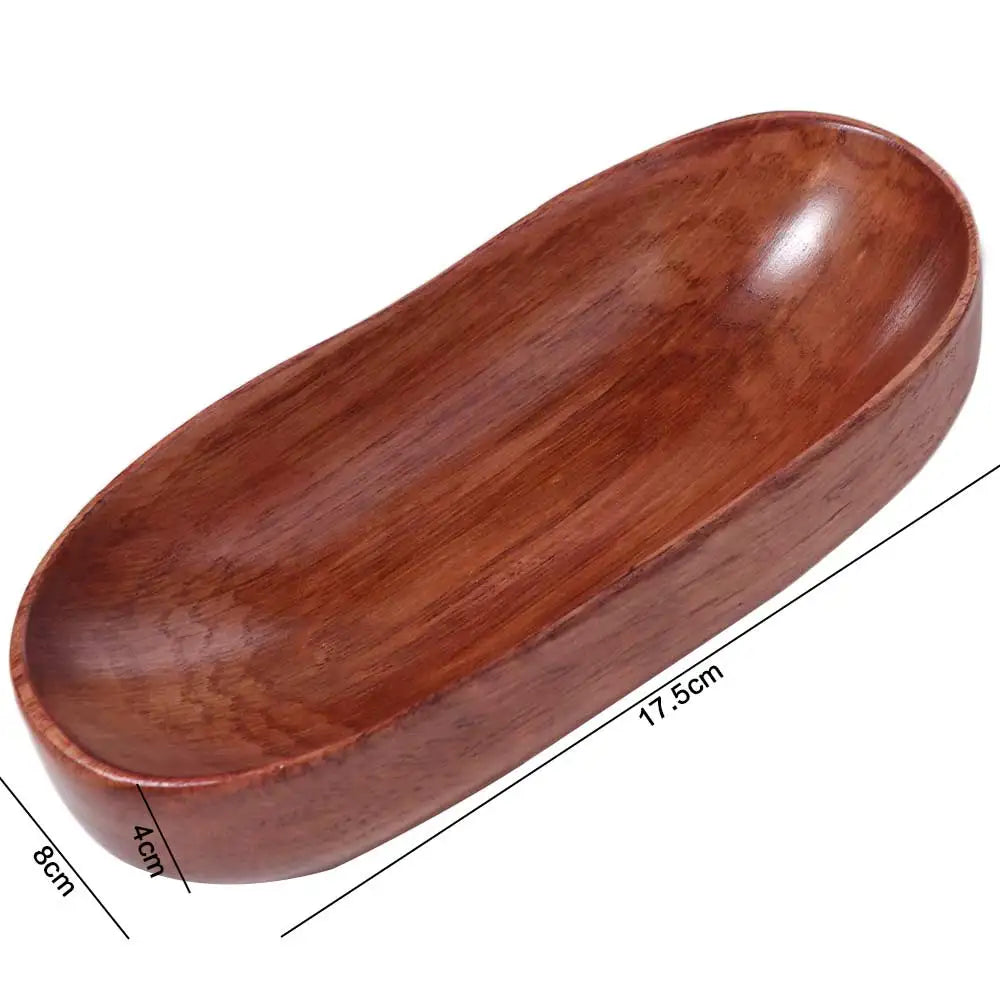 Creative Wooden Oval Salad Bowl – Japanese Boat Style Serving Tray
