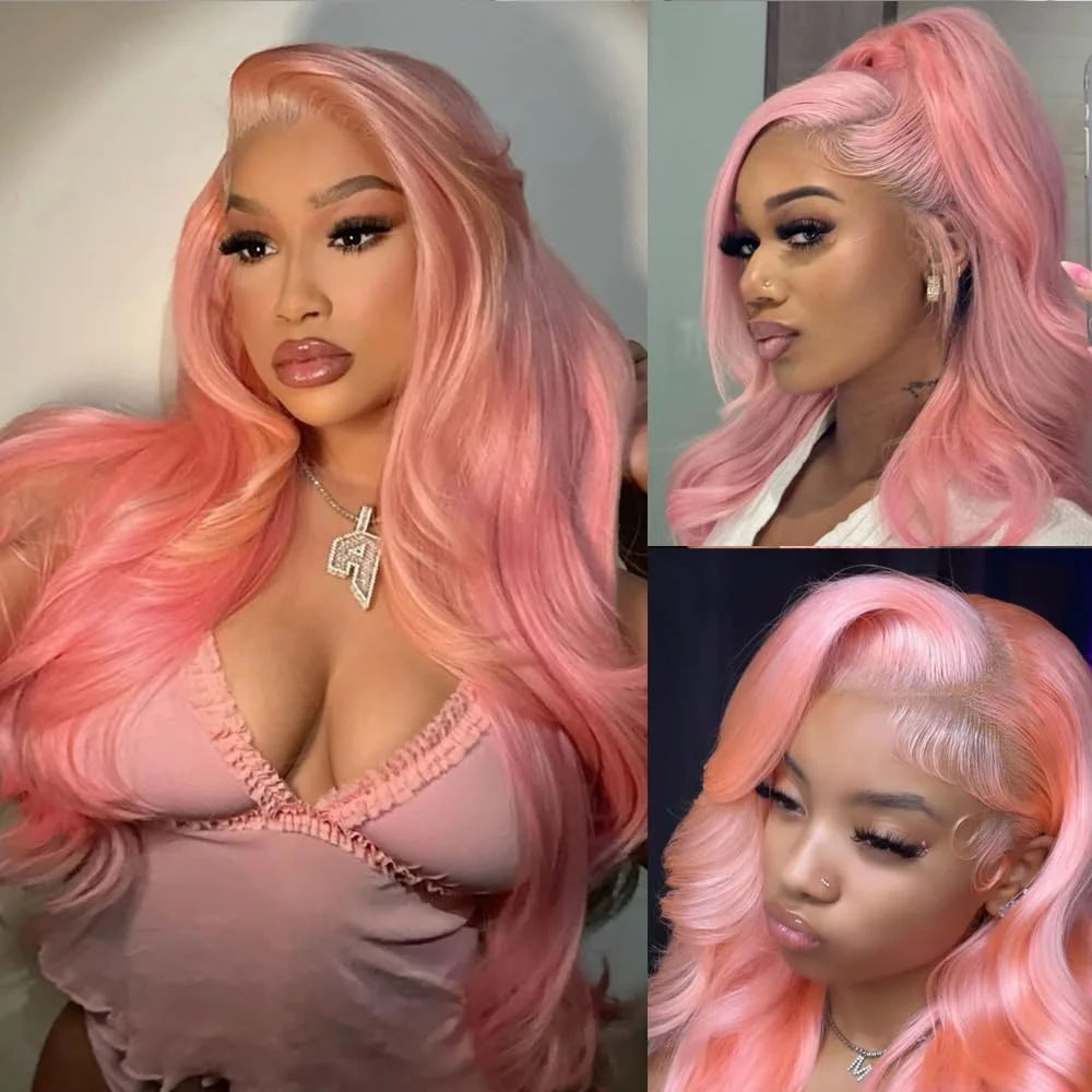 Pink Body Wave Human Hair Wig 13x6 HD Lace Frontal 40 Inch – 230% Density