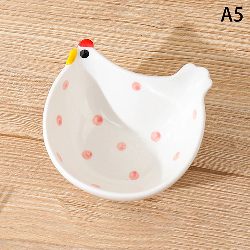 Cute Ceramic Mixing Dish with Handle – Bunny & Cat Dipping Bowl for Snacks & Sushi