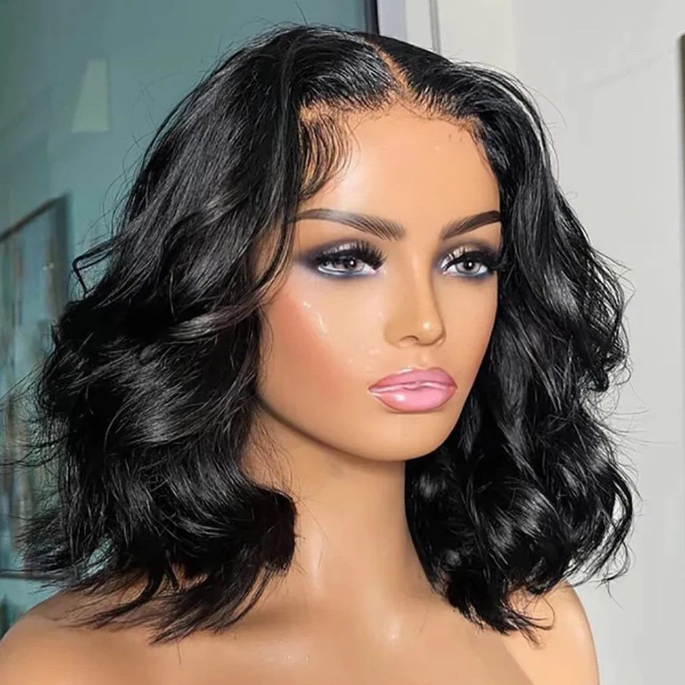 Glueless Body Wave Bob HD Lace Frontal Human Hair Wig (13x6, Transparent Lace, Brazilian Remy, Short 4–16")