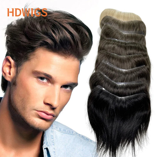 Men's V-Style Hairline Toupee | Human Hair PU Base Hair System