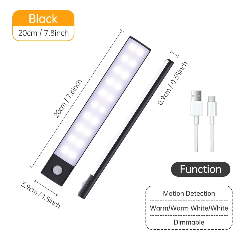 Wireless Motion Sensor LED Light – USB Rechargeable Night Lamp for Closet, Cabinet & Kitchen