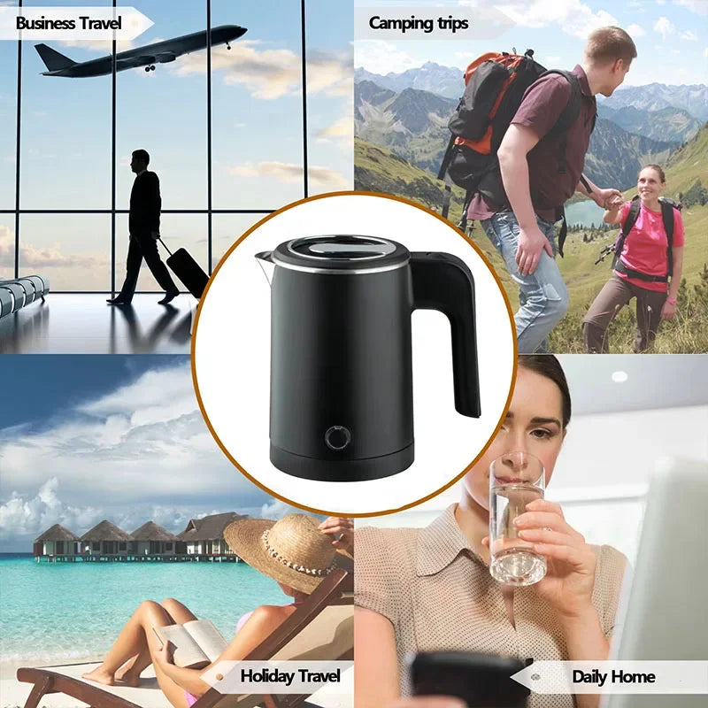 Smart Travel Electric Kettle 500ML – Portable Stainless Steel Water Boiler for Tea & Coffee