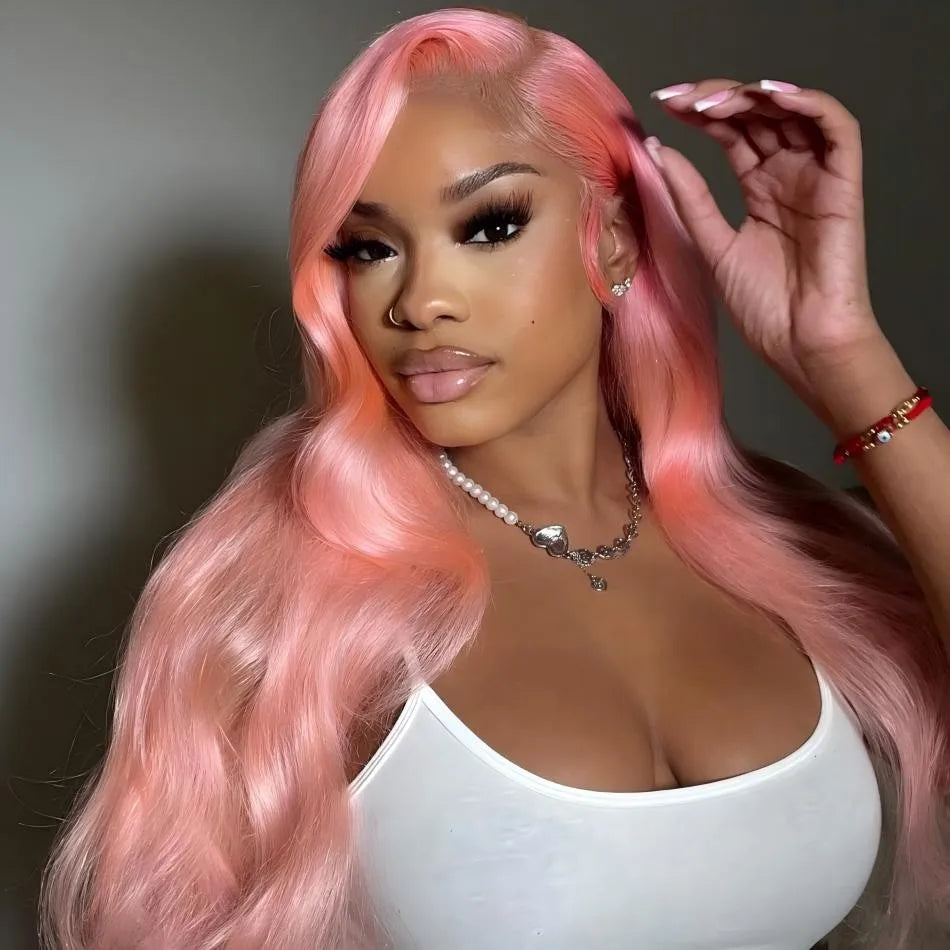 Pink Body Wave Human Hair Wig 13x6 HD Lace Frontal 40 Inch – 230% Density
