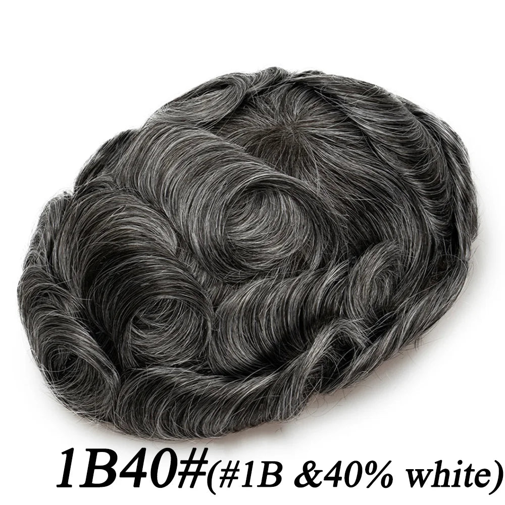 Men's Human Hair Toupee – Hollywood Skin & Lace Base, 6x8 / 7x9 / 8x10