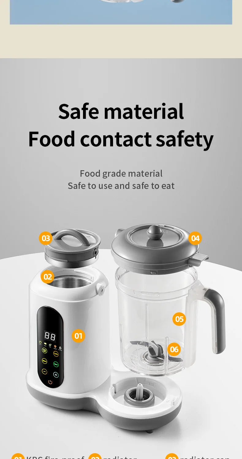 Automatic Baby Food Maker – 6-in-1 Steamer, Blender, Puree & Milk Warmer with Temperature Display