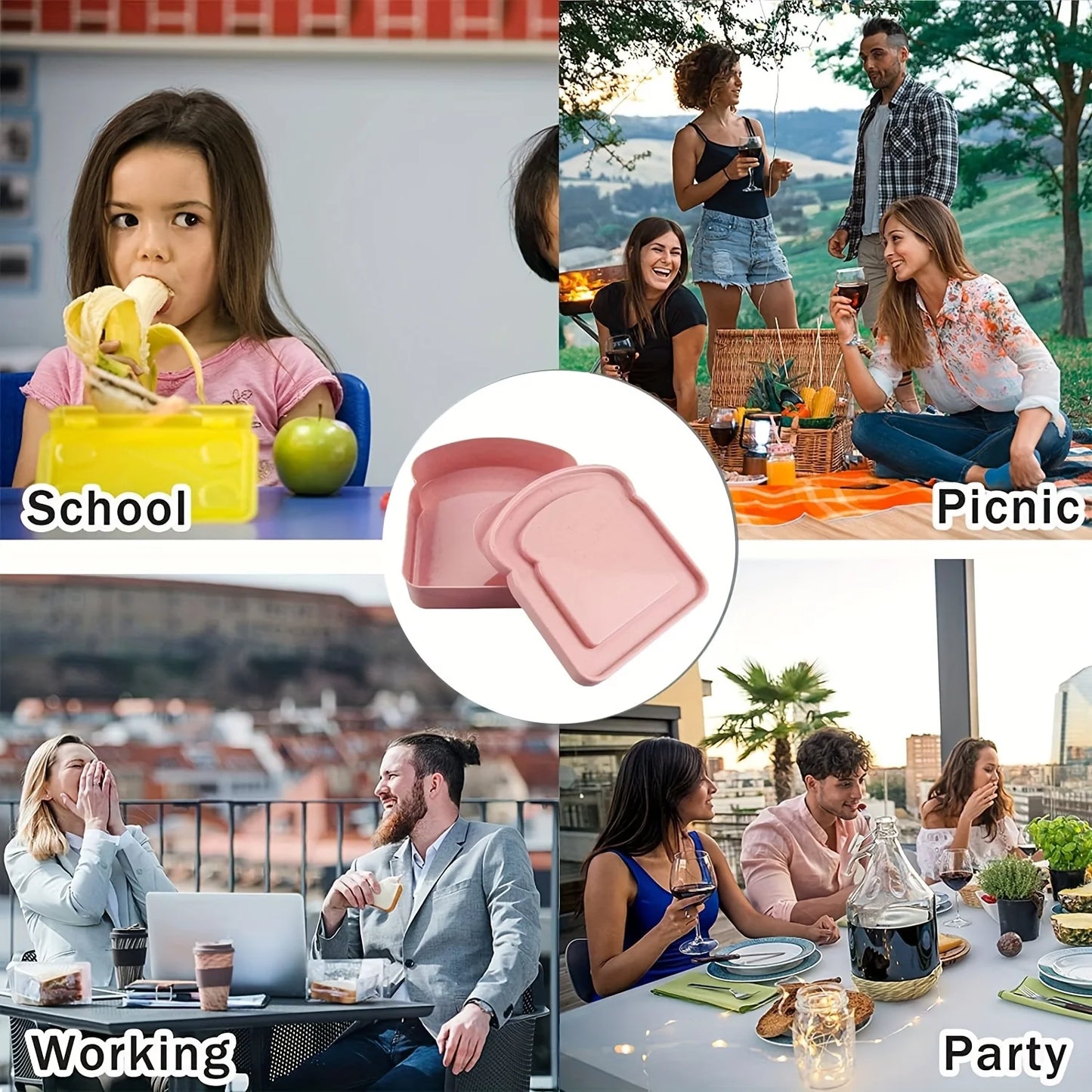 Reusable Bento Sandwich Box – BPA-Free Stackable Lunch Container with Lid