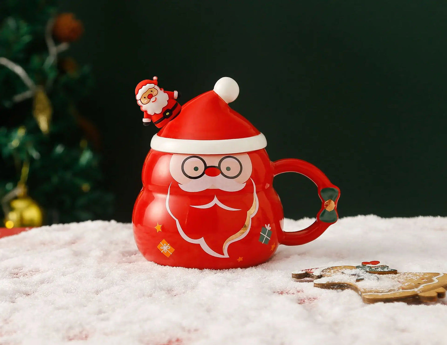Christmas Ceramic Mug – Nordic Style Santa & Snowman Cup Gift for Holiday Season