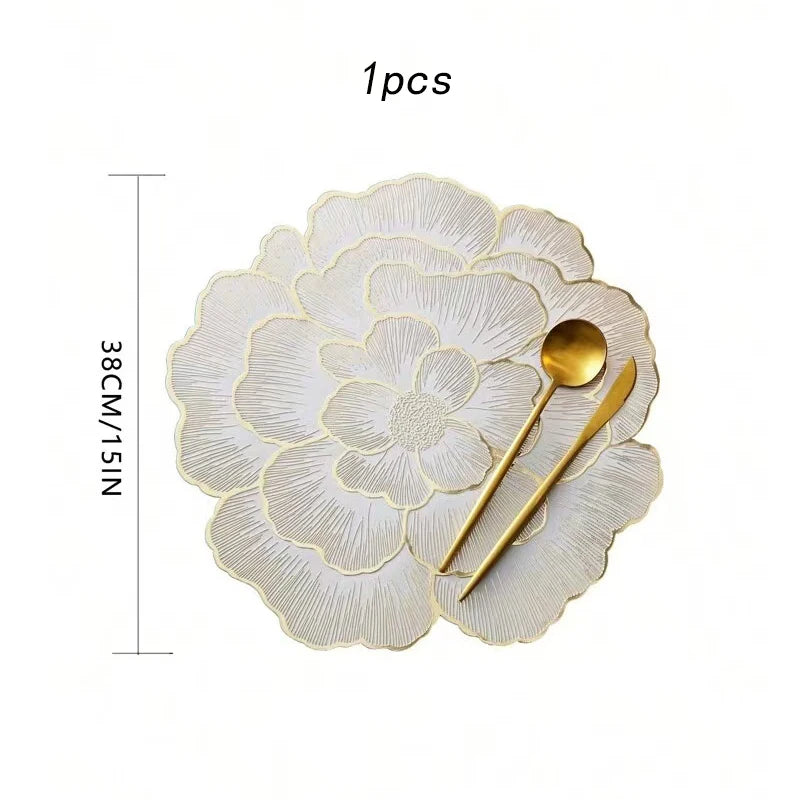PVC Floral Placemat – Elegant Heat-Resistant Table Mat for Dining & Home Decor