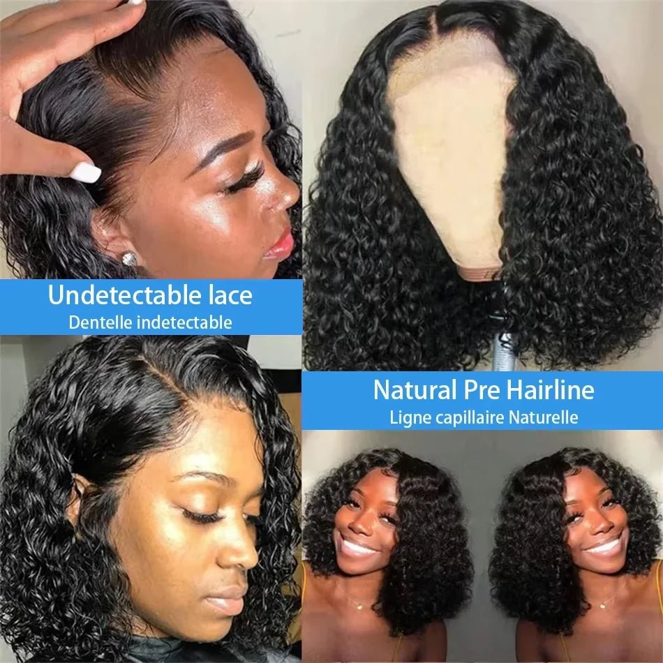 13x4 Short Curly Bob Deep Wave Human Hair Lace Front Wig – 200% Density | Vietnamese Remy Hair