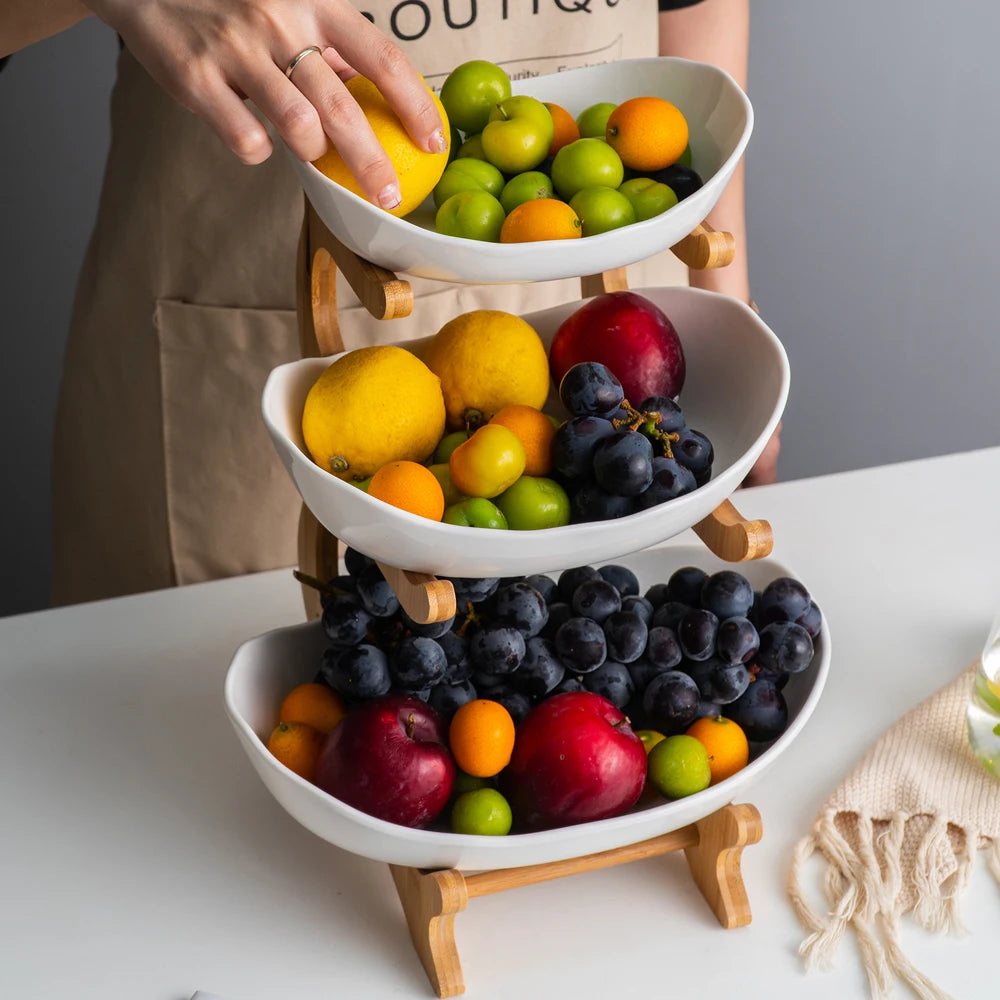 2/3-Tier Fruit Plate Stand – Modern Plastic Snack Tray & Dessert Display for Home & Parties