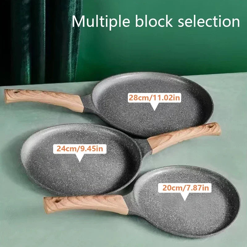Nonstick Crepe & Pancake Pan with Wooden Handle – Induction Frying Pan for Eggs & Steak