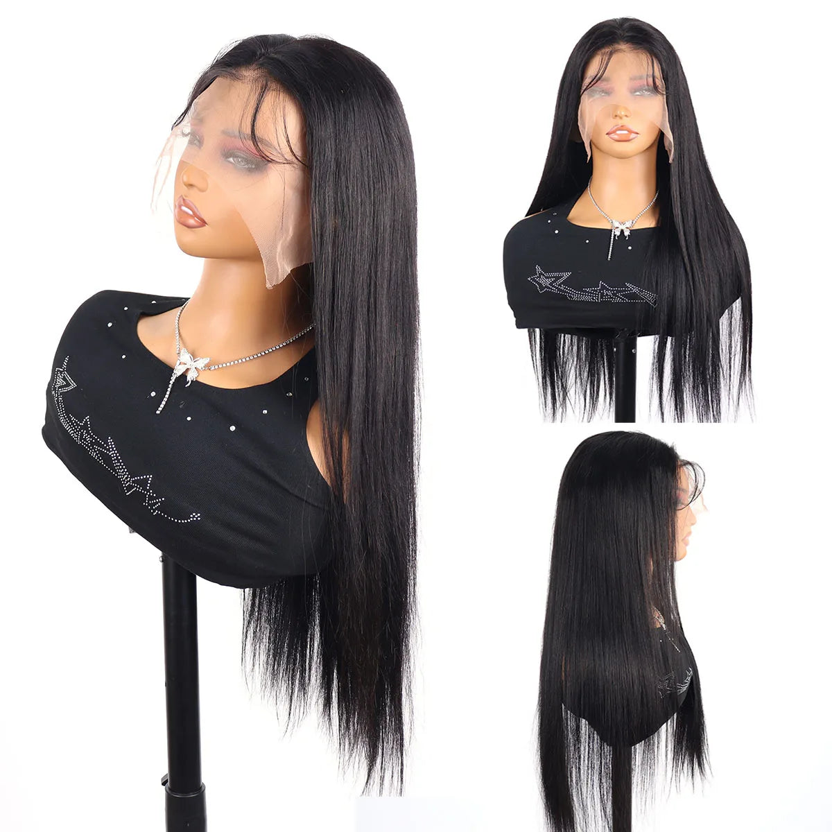 Rovess 13x6 HD Lace Front Bone Straight Human Hair Wig (40–44") – Pre-Plucked, Transparent Lace