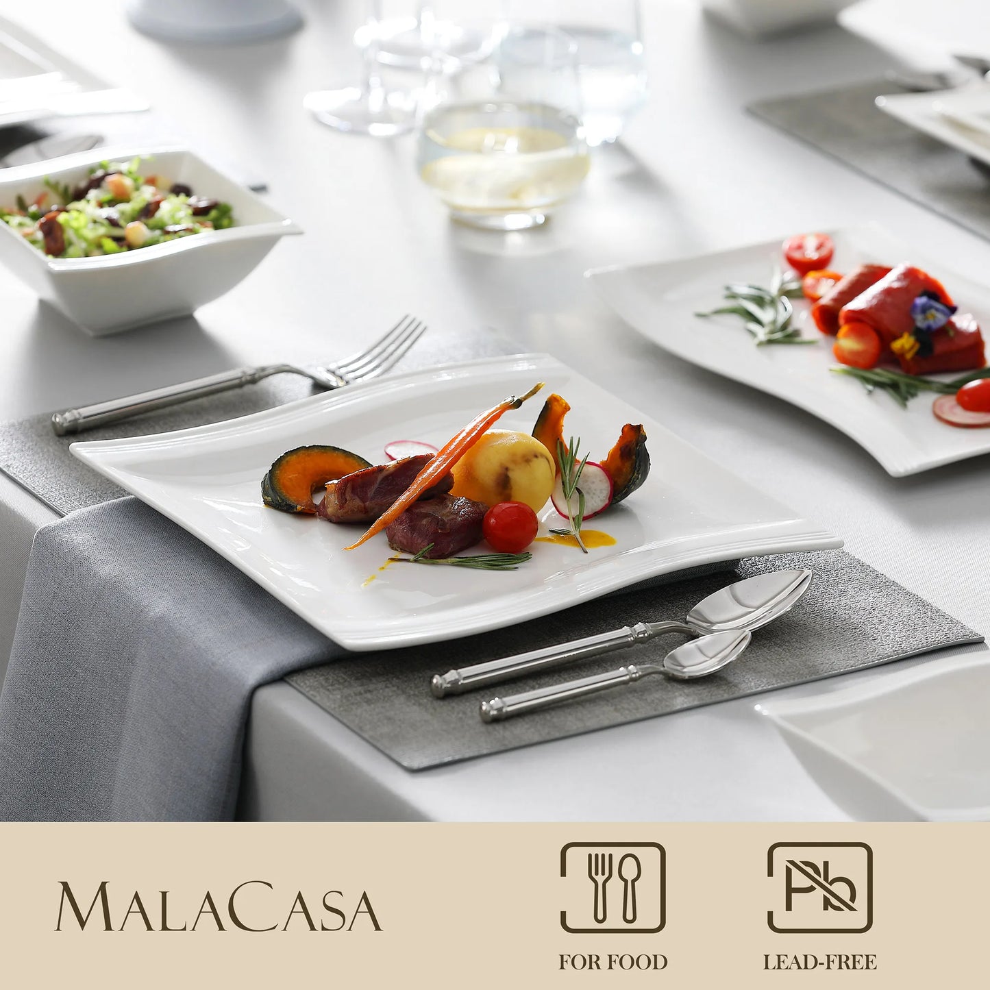 MALACASA Flora Porcelain Dinner Set – 26-Piece Elegant Tableware for 6 People