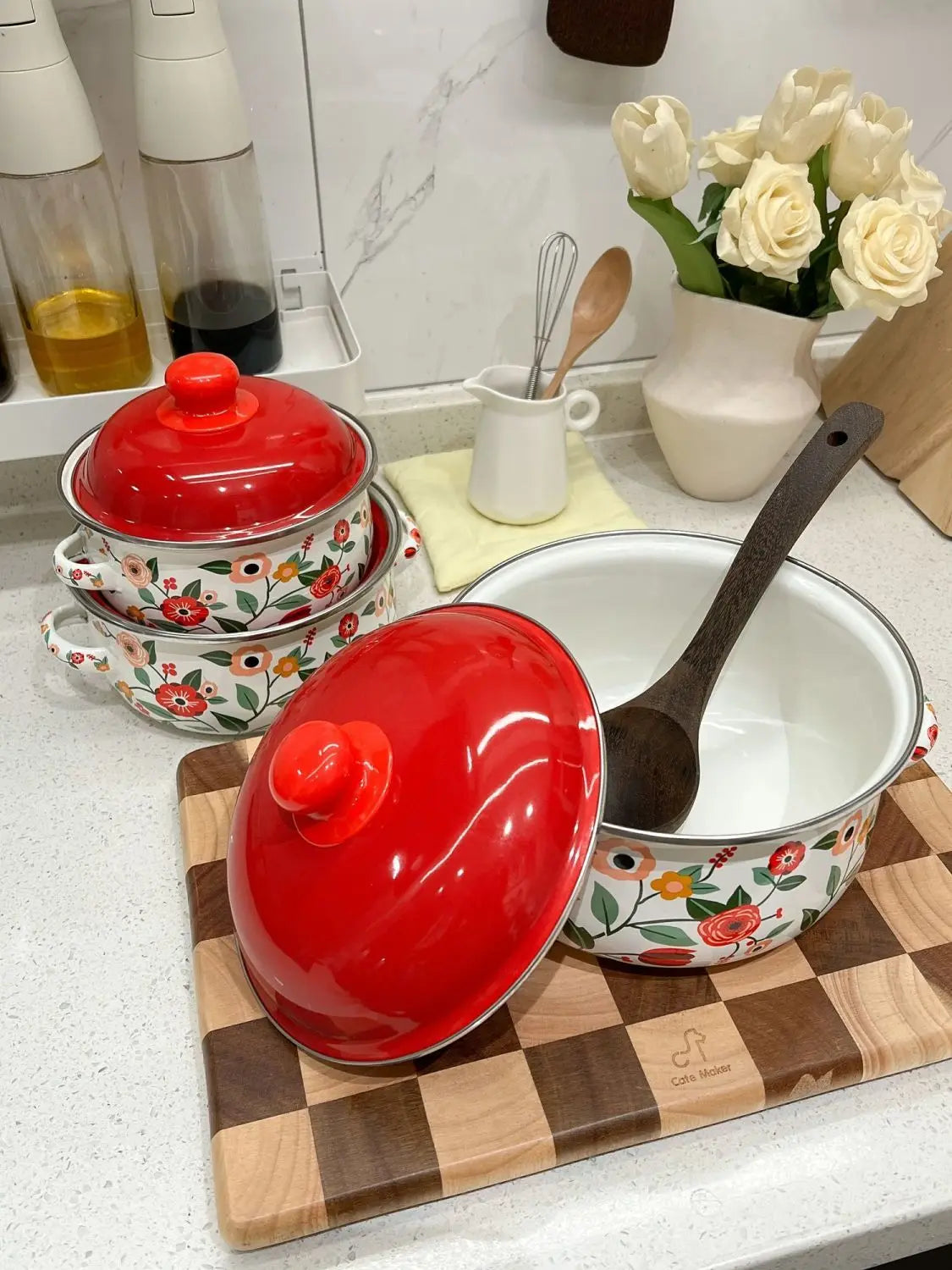 Enamel Stew Pot – Thickened Non-Stick Stock Pot for Soup & Noodles