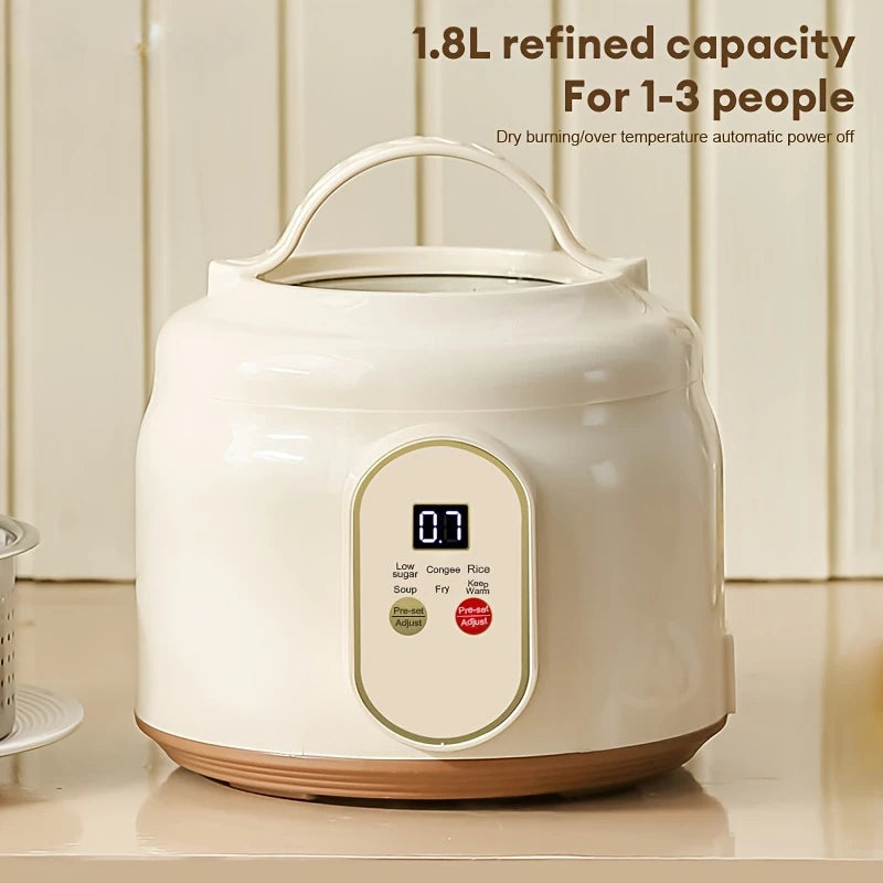1.8L Portable Electric Rice Cooker – Nonstick Multi-Cooker, Low-Sugar Mode