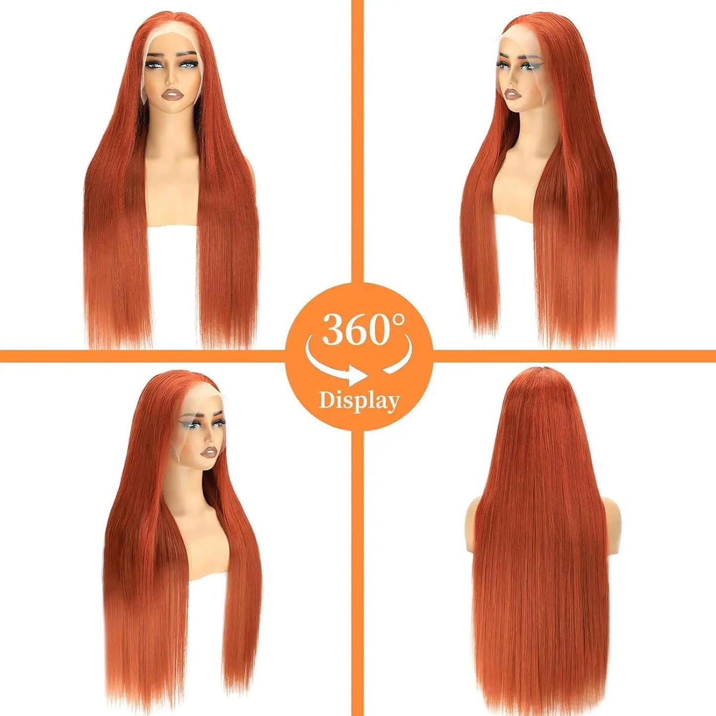 Ginger 13x6 HD Lace Front Wig – 100% Human Hair, Straight #350 Color, Pre-Plucked Hairline (220% Density)