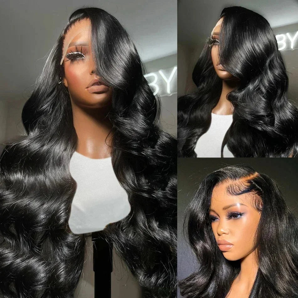 HD Transparent 13x4 · 13x6 Body Wave Lace Front Human Hair Wig – 30/36 Inch Pre-Plucked Brazilian Wig