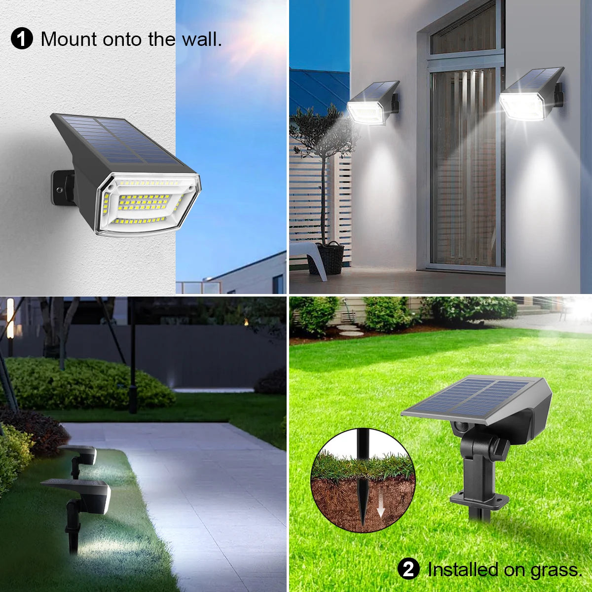 1200mAh Solar Floodlight – Waterproof LED Garden Spotlight with Long Battery Life
