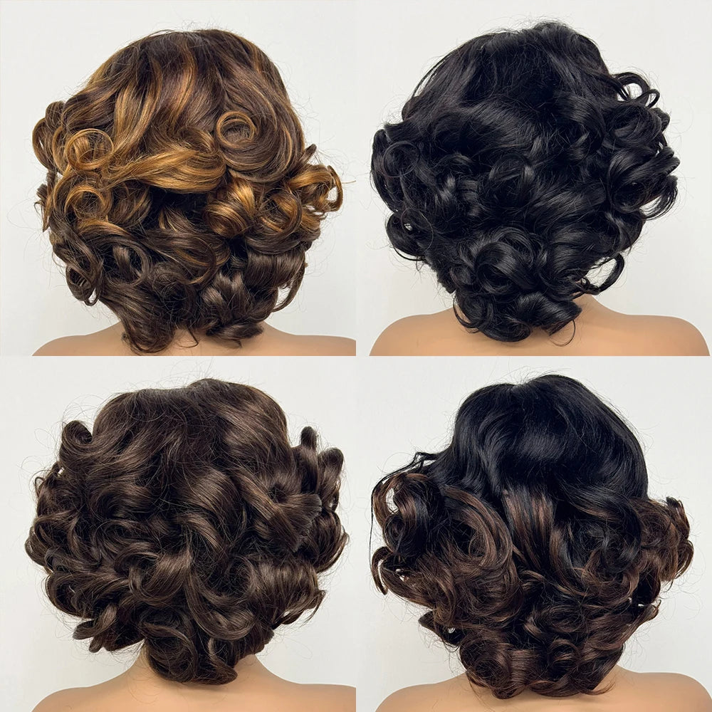 250% Density 5x5 Lace Closure Short Loose Bouncy Wig – 100% Virgin Vietnamese Human Hair (4–16 inch)
