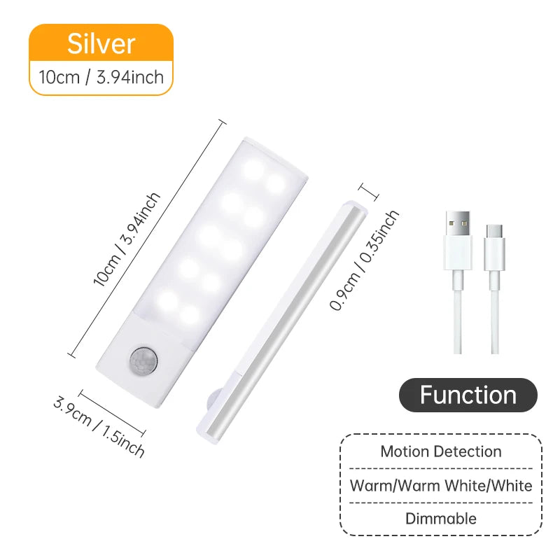 Wireless Motion Sensor LED Light – USB Rechargeable Night Lamp for Closet, Cabinet & Kitchen