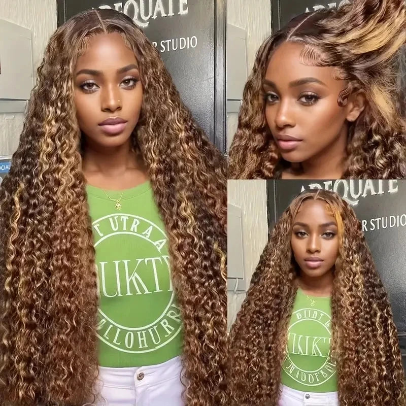 30" Water Wave 4/27 Highlight Ombre 13x6 HD Lace Front Wig (250% Density)