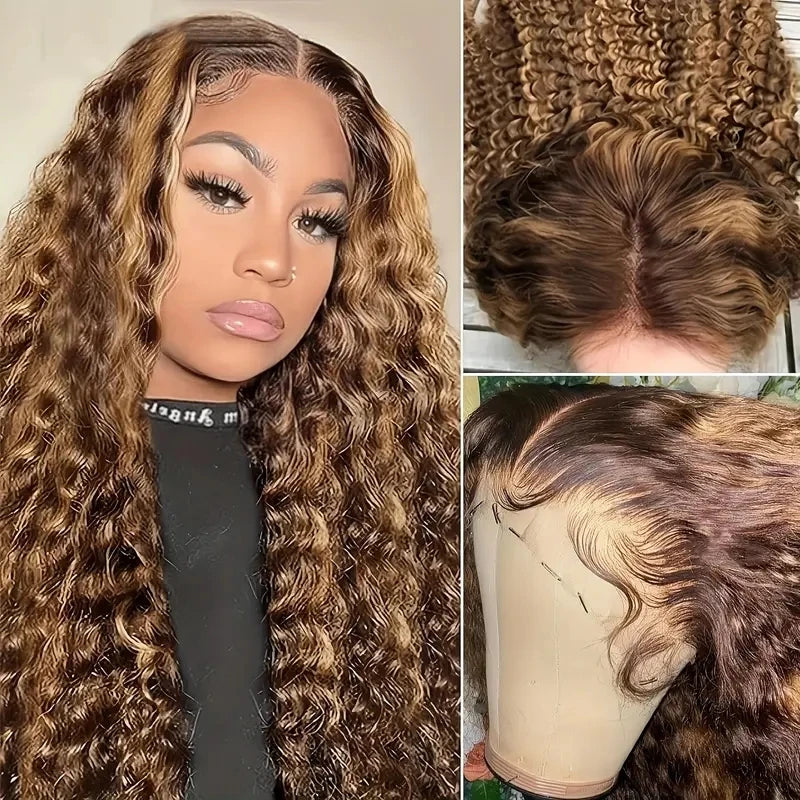 30" Water Wave 4/27 Highlight Ombre 13x6 HD Lace Front Wig (250% Density)