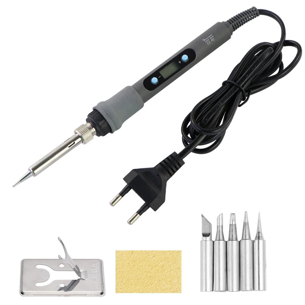80W Electric Soldering Iron Kit – Adjustable Temperature Digital Welding Tool with Display & Multiple Tips