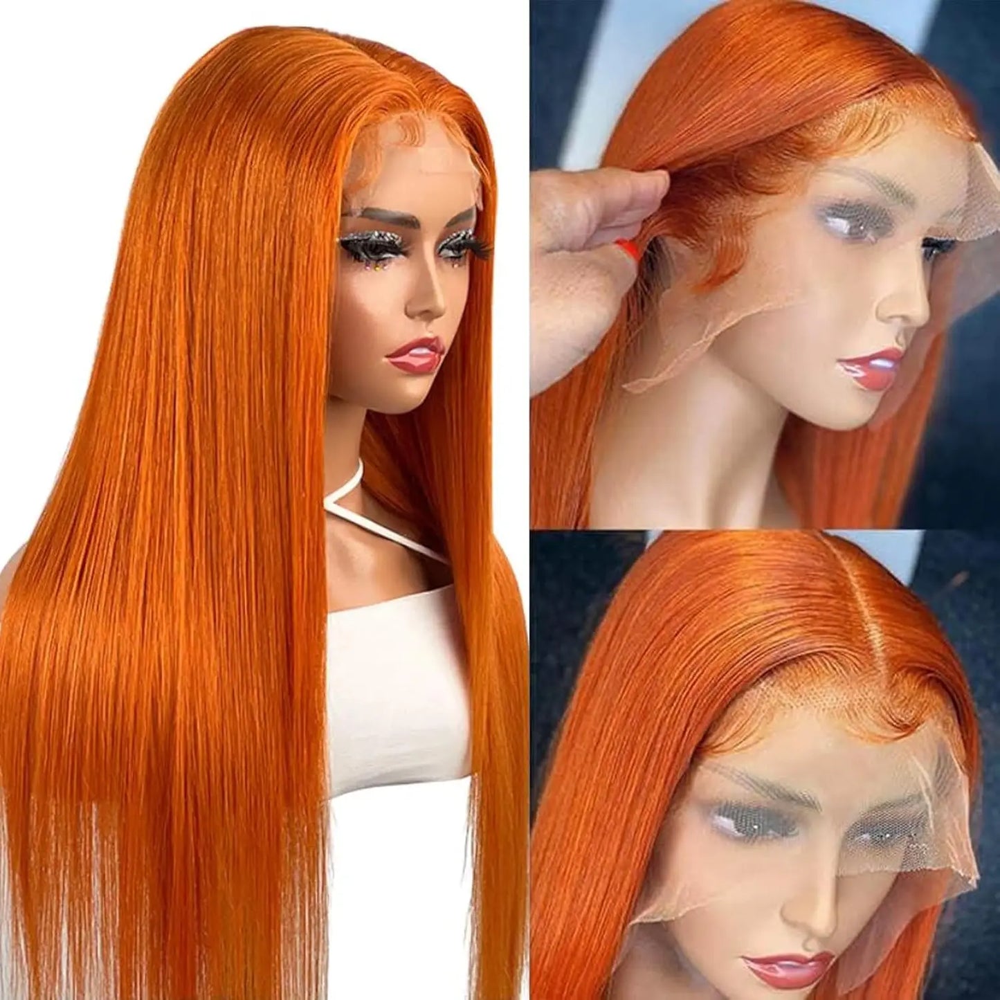 Ginger 13x6 HD Lace Front Wig – 100% Human Hair, Straight #350 Color, Pre-Plucked Hairline (220% Density)