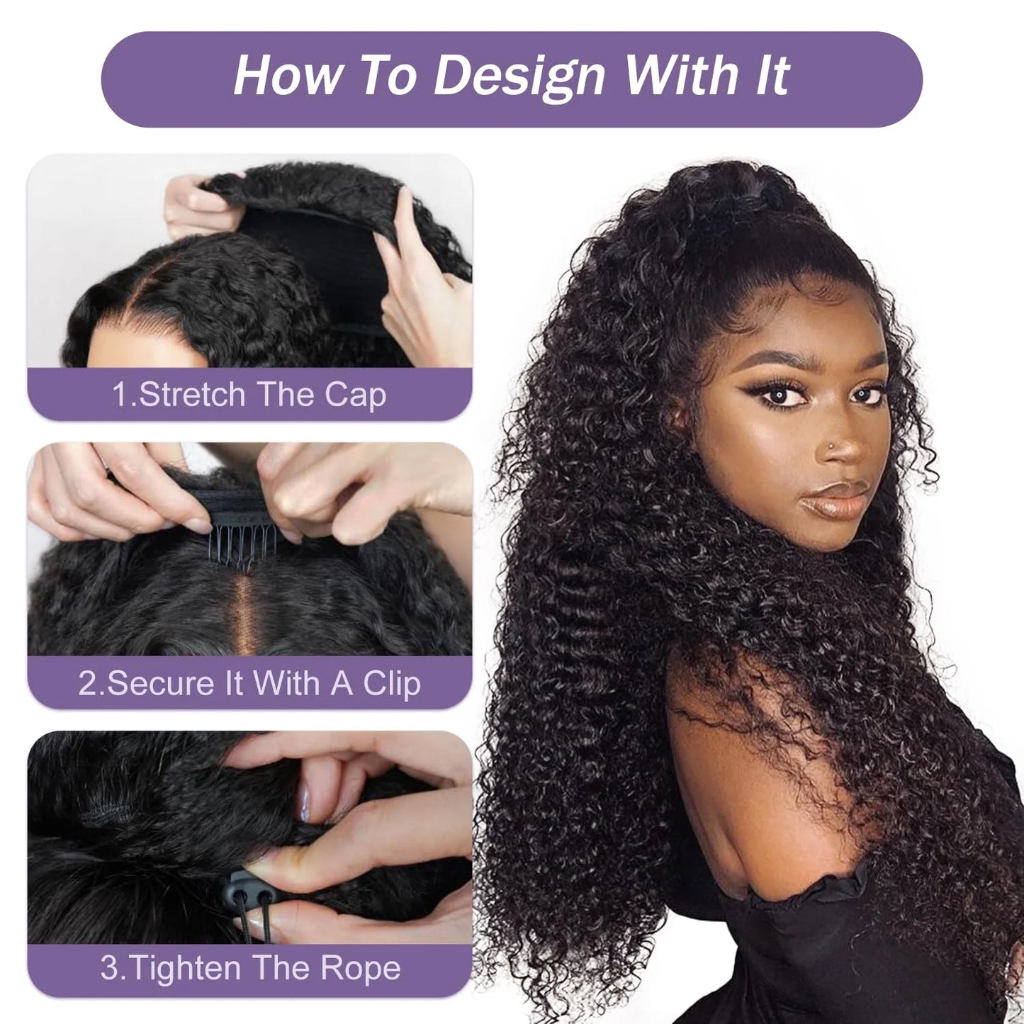 3-in-1 Drawstring Glueless Half Wig (Flip-Over Part) | 100% Remy Human Hair | Deep Wave Water Curly 18–24"