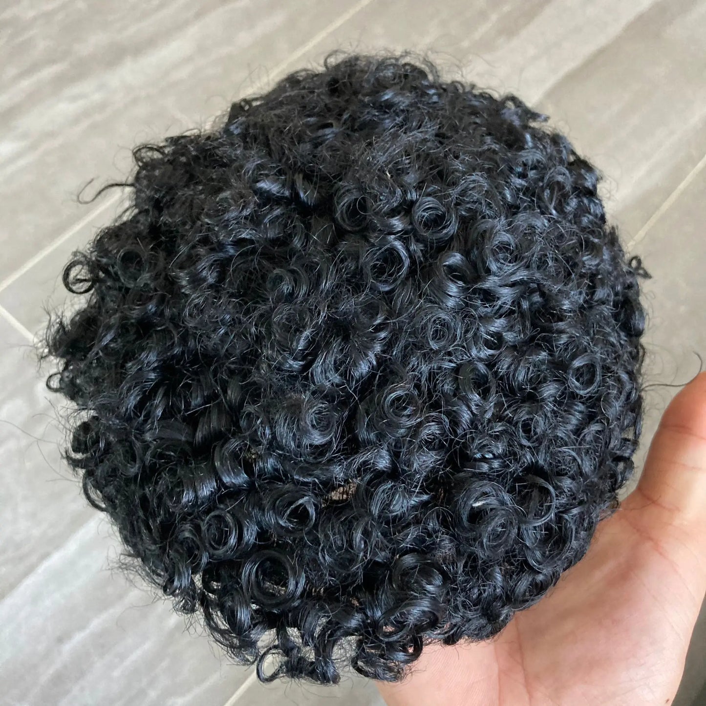 12mm Afro Kinky Curly Men's Toupee | Full Lace Human Hair System | 8x10 | Bleached Knots