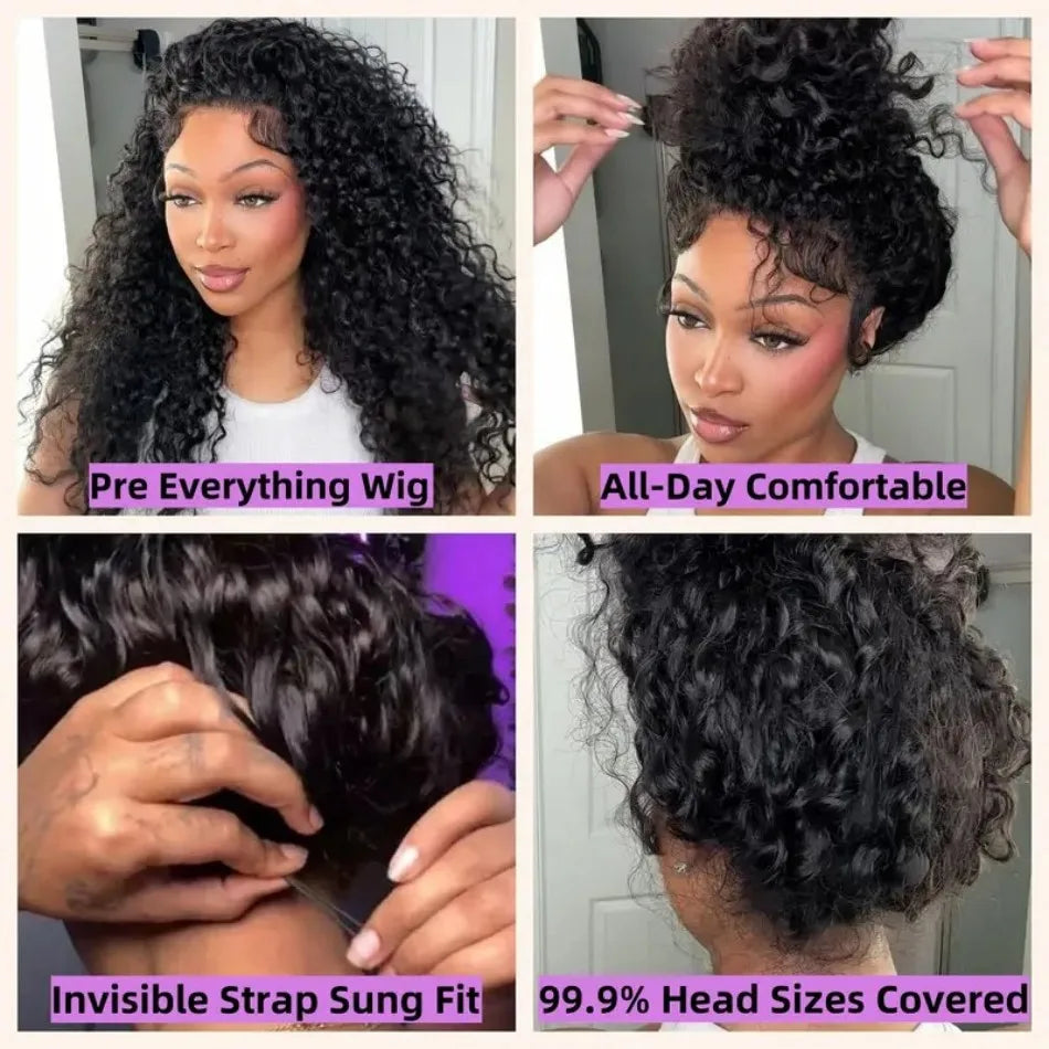 Deep Wave 360 HD Full Lace Human Hair Wig – Natural Black 40 Inch