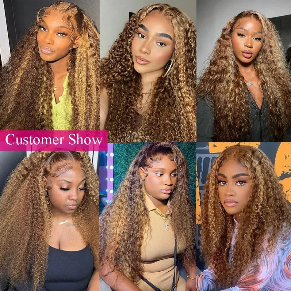 P427 Highlight Human Hair Wig | 13x4 & 13x6 HD Lace Front Wig | Deep Wave | P1B30 & 427 | 200%-250% Density