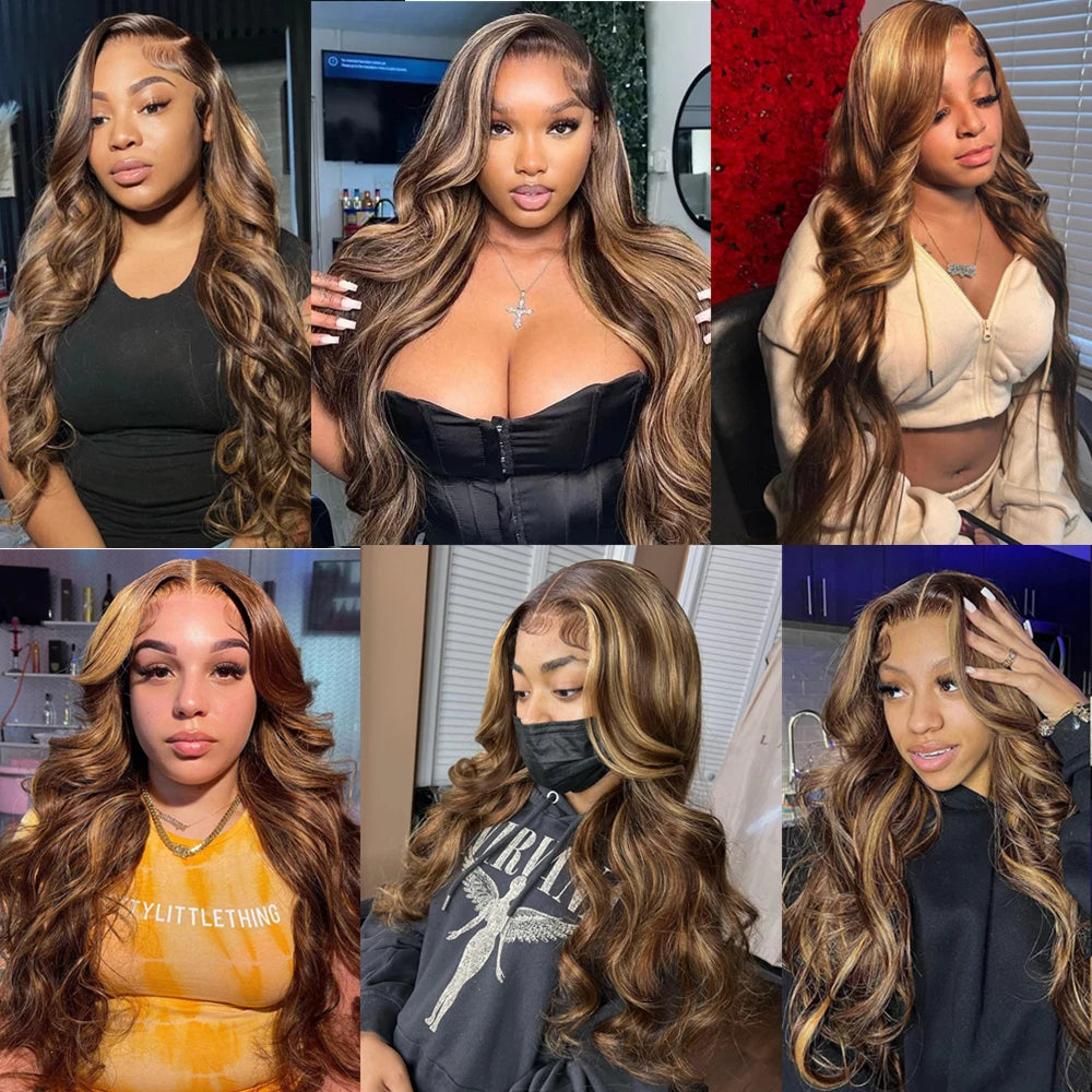 4/27 Highlight Body Wave HD Transparent Lace Front Wig | 13x6 Pre-Plucked Brazilian Remy Human Hair (26+ Inch)