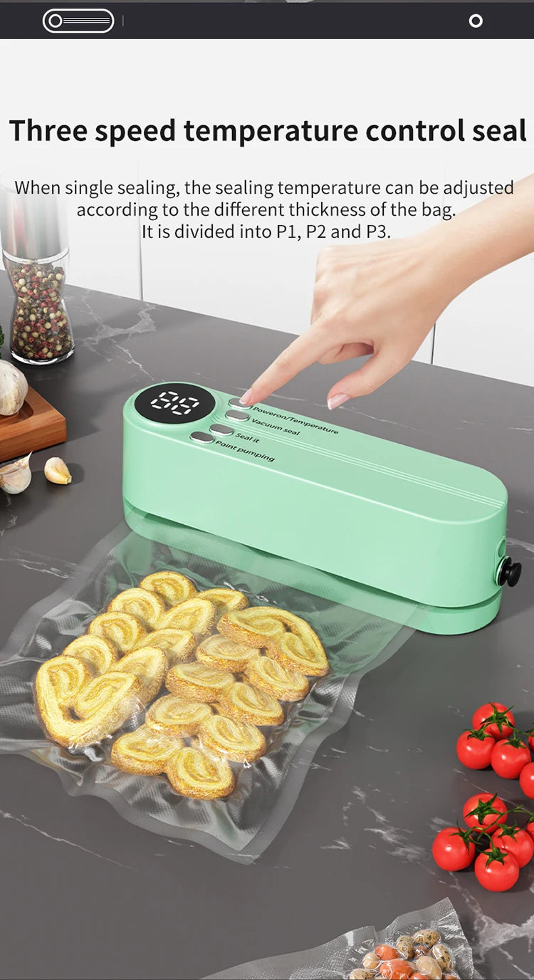 Mini Portable Vacuum Sealer – USB Rechargeable Wireless Food Saver for Dry & Moist Preservation Bags