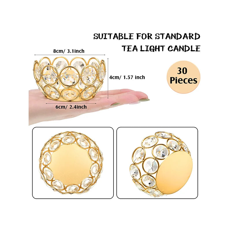 20PCS Crystal Bowl Tea Light Candle Holders – Elegant Wedding, Party & Holiday Table Decorations