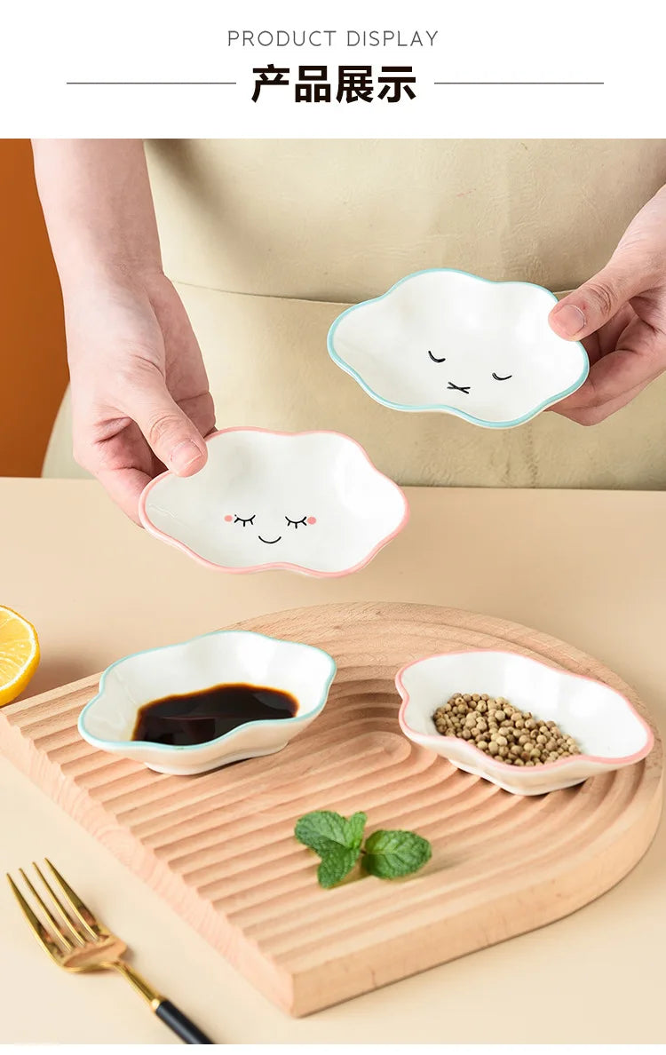 Ceramic Cloud Sauce Dish – Cute Seasoning Bowl for Kitchen & Tableware