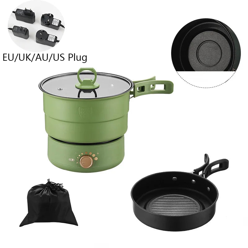 Folding Electric Hot Pot – Portable Travel Cooker with Steamer, Compact Dorm Pot