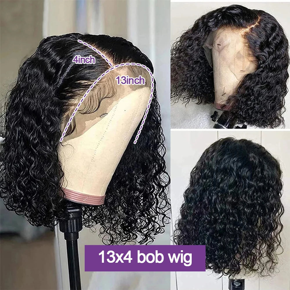Glueless 13x4 HD Lace Curly Bob Wig 100% Human Hair Pre-Plucked Natural Hairline Short Curly Wig