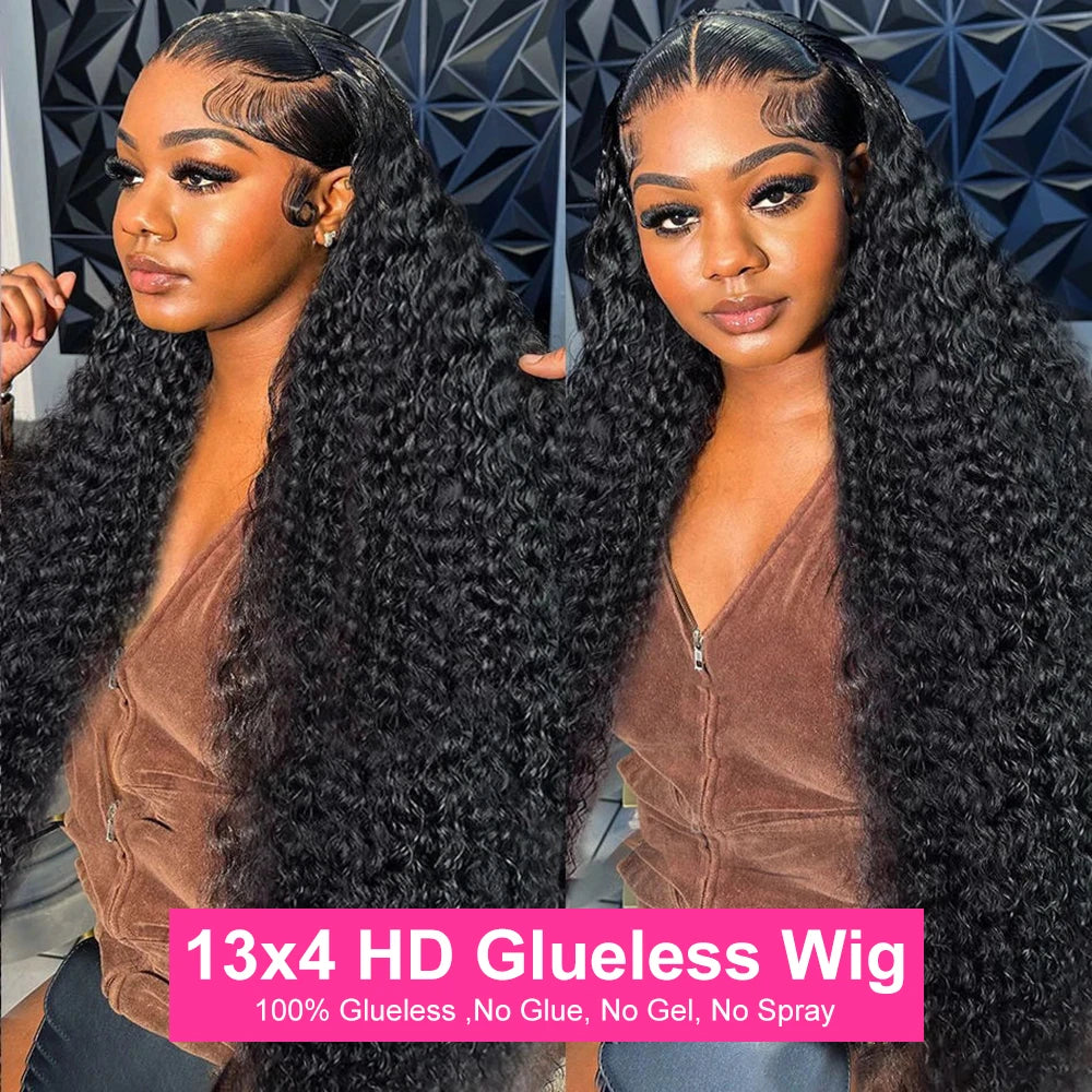 Wear & Go Water Wave Glueless Human Hair Wig 13x6 HD Lace Front – 250% Density Deep Wave