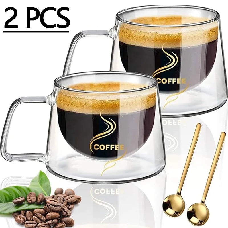 Double Wall Borosilicate Glass Coffee Mug – Heat-Resistant Espresso Cup Gift Set