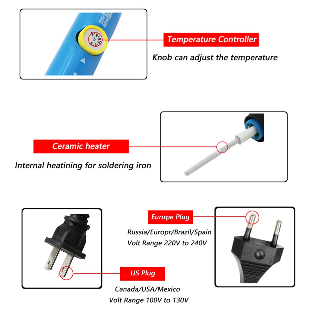 80W Electric Soldering Iron Kit – Adjustable Temperature Digital Welding Tool with Display & Multiple Tips