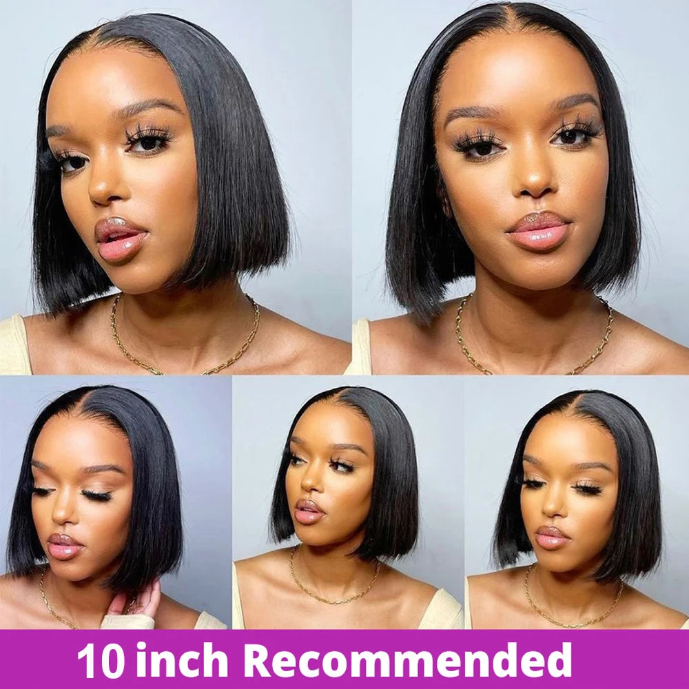 POPVIBES Bone Straight Short Bob HD Transparent Lace Front Wig (13x4/13x6) – Glueless Brazilian Remy Human Hair