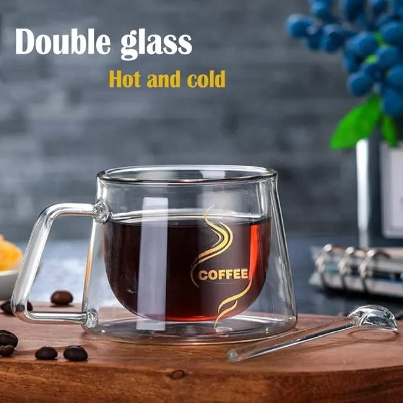 Double Wall Borosilicate Glass Coffee Mug – Heat-Resistant Espresso Cup Gift Set